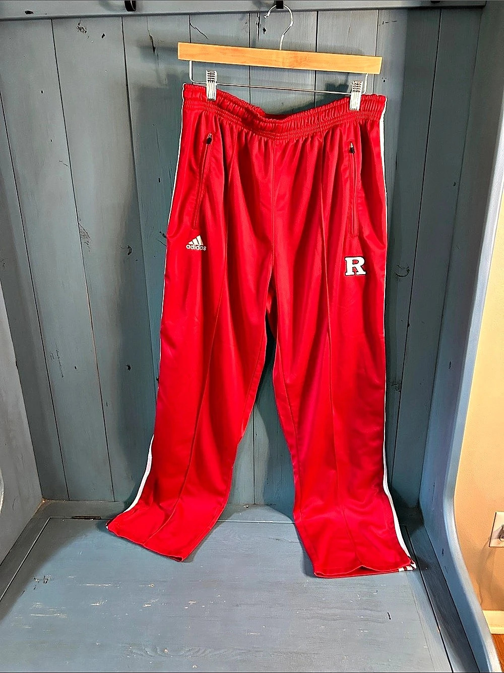adidas Men's Red Track Pants Size Large - Rutger’s University | Vintage 2001